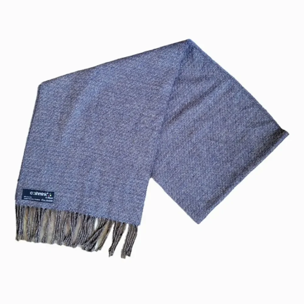 V. FRAAS Cashmink Scarf Brown & Blue with Fringe